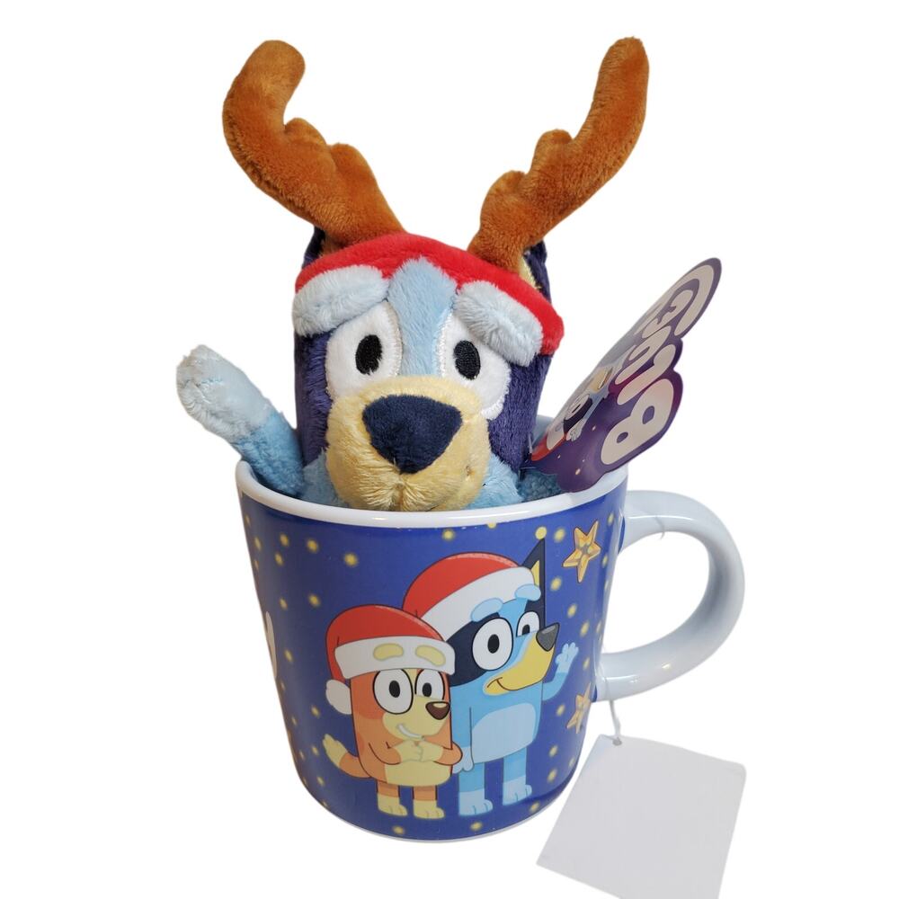 Bluey Plush with Holiday Mug - 12oz